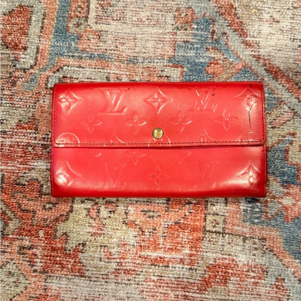 Louis Vuitton Monogram Vernis Porte Feuille Sarah Long Bifold Snap Wallet